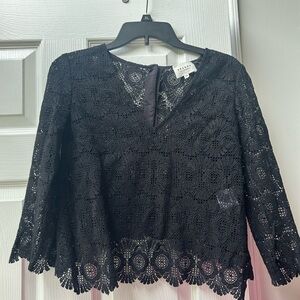 Sezane Black Lace Top
